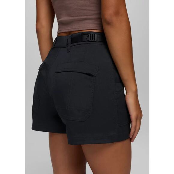 Prana Stretch Zion Cargo 3" Short Women's 8 Black Standard Fit High Rise Stretch - Picture 4 of 13